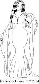 vector - Young black witch isolated on background