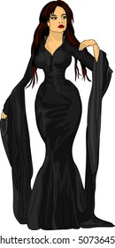 vector - Young black witch isolated on background