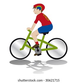 vector young boy on a bike