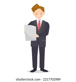 Vector young business man character in flat style
