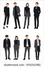 
Vector Of Young Businessman And Women With Suit, Business People, Group Of Men And Women, Wearing Working Outfit, Standing In White Background 
