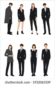 Vector Of Young Businessman And Women With Suit, Business People, Group Of Men And Women, Wearing Working Outfit, Standing In White Background 