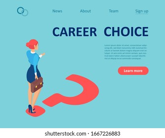 Vector of a young businesswoman feeling confused making a career choice  