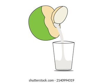 el icono vectorial de coco joven es verde y lleva un fondo blanco