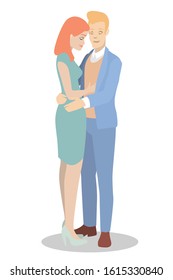 Vector with a young couple in love who are hugging. Ideal for Valentine's Day.
