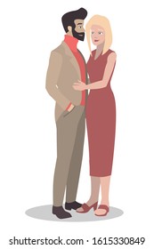 Vector with a young couple in love who are hugging. Ideal for Valentine's Day.