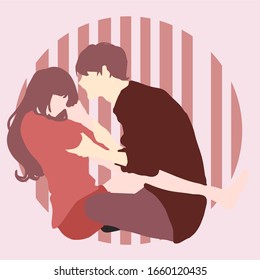 vectorial pareja joven juguetón, lindo y divertido personaje de pareja romántico con un momento dulce, cuidarse unos a otros y disfrutar del tiempo juntos, fondo de color suave, nuevo diseño moderno creativo y plano