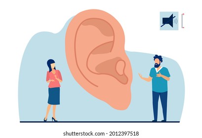 Vector of a young deaf man and a woman communicating with hand gestures