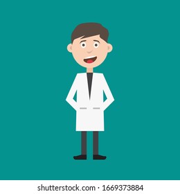 Vector young doctor in a white coat