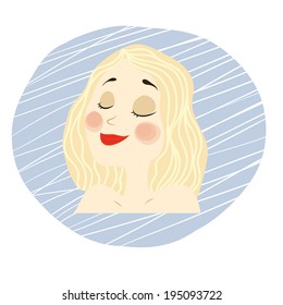 vector young girl face with makeup, blonde hair