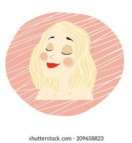 vector young girl face with makeup, blonde hair