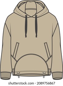 Chica vectora con sudadera de sketch plano con capucha