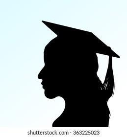 Vector young girl with Mortar Board