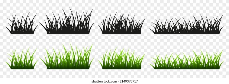 Vector Young Grass Png. Lawn, Grass On An Isolated Transparent Background. Grass Silhouette. Background With Grass.