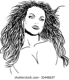 vector - mujeres de cabello joven en el viento