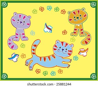 Vector. Young kittens.