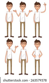 vector young man character set