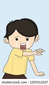 vector young man is crying 