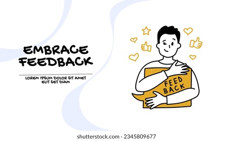 Vector of a young man open for a feedback 
