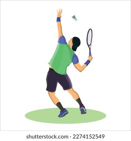 Vector joven juego bádminton diseño de ilustración de vector plano
