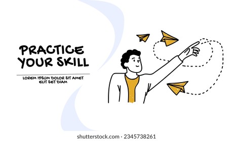 Vector of a young man practicing his skills to make it perfect 