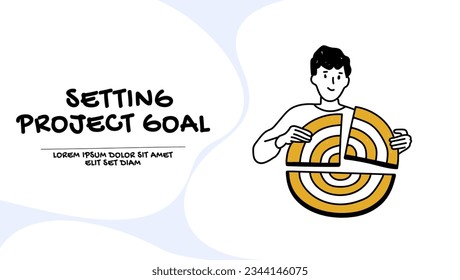 Vector of a young man setting his project goal