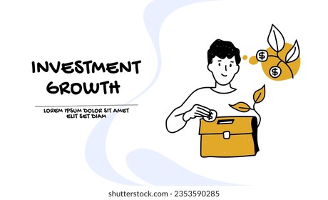 Vector de un joven con una estrategia inteligente de crecimiento de la inversión  