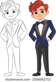 Vector of a young man in tuxedo