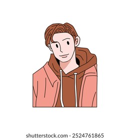 vector of a young man wearing a jacket with a white screen