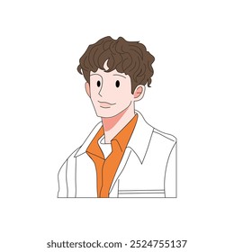vector of a young man with a white screen