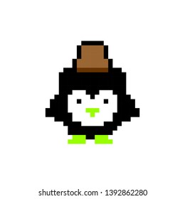 Vector Young penguin pixel art color