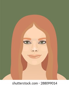 Vector young pretty red hair woman