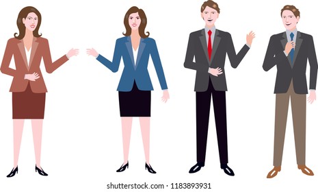 Vector - Young Professional Presenters Man And Woman Standing front view