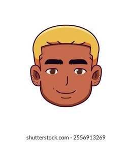 Vector Young Smiling Black Man Avatar Cartoon Illustration Isolated