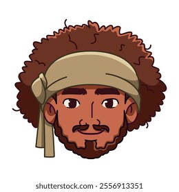 Vector Young Smiling Black Man Avatar Cartoon Illustration Isolated