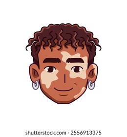 Vector Young Smiling Black Man Avatar Cartoon Illustration Isolated