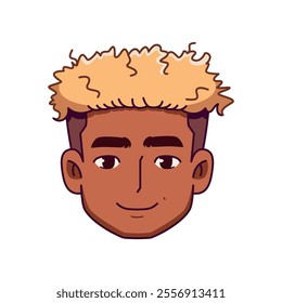 Vector Young Smiling Black Man Avatar Cartoon Illustration Isolated