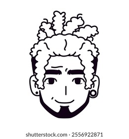 Vector Young Smiling Black Man Avatar Cartoon Illustration Isolated