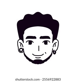 Vector Young Smiling Black Man Avatar Cartoon Illustration Isolated