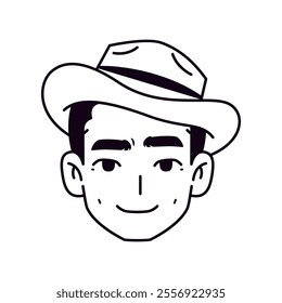 Vector Young Smiling Black Man Avatar Hat Cartoon Illustration Isolated