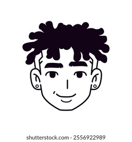 Vector Young Smiling Black Man Avatar Cartoon Illustration Isolated