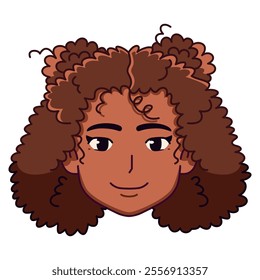 Vector Young Smiling Black Woman Avatar Cartoon Illustration Isolated