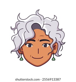 Vector Young Smiling Black Woman Avatar Cartoon Illustration Isolated