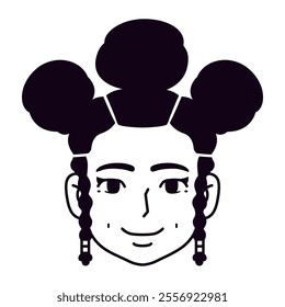 Vector Young Smiling Black Woman Avatar Cartoon Illustration Isolated