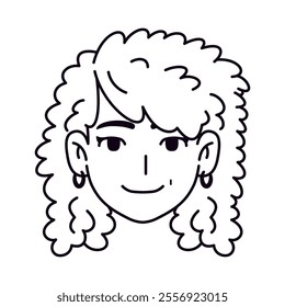 Vector Young Smiling Black Woman Avatar Cartoon Illustration Isolated