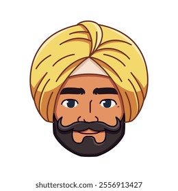 Vector Young Smiling Hindu Man Avatar Cartoon Illustration Isolated