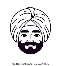 Vector Young Smiling Hindu Man Avatar Cartoon Illustration Isolated