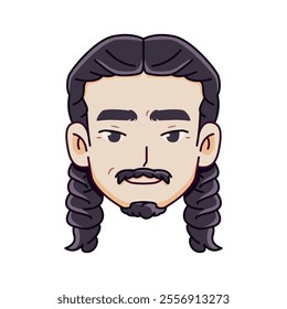 Vector Young Smiling Man Avatar Moustache Cartoon Illustration Isolated