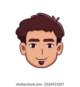 Vector Young Smiling Man Avatar Cartoon Illustration Isolated