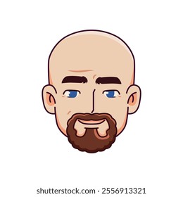 Vector Young Smiling Man Avatar Beard Cartoon Illustration Isolated